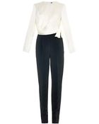 Lanvin Bow-Embellished Satin And Crepe Jumpsuit - Lyst