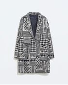 Zara Houndstooth Wool Coat - Lyst
