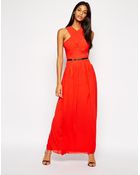 Little Mistress Belted Maxi Dress with Cross Front - Lyst