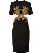 Reem Acra Embroidered Cut Out Dress - Lyst