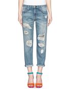 Current/Elliott The Boyfriend Distressed Jeans - Lyst