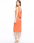 Asos Drape Back Midi Dress - Lyst