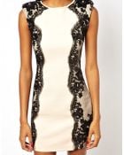 Little Mistress Bodycon Dress with Lace Panels - Lyst