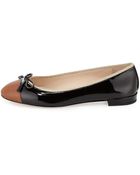 Prada Cap-Toe Patent Ballerina Flat - Lyst