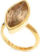 T Tahari Goldtone Crystal Navette Ring - Lyst