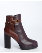 Tod's Raspberry And Brown Leather Heeled Platform Ankle Boots - Lyst