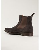 Santoni Suede Chelsea Boots - Lyst