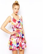 Oasis Printed Skater Dress - Lyst