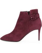 Giuseppe Zanotti Side-Buckle Suede Ankle Boot - Lyst