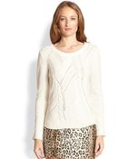 Milly Wool/Cashmere Asymmetrical Cable-Knit Sweater - Lyst
