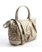Gucci Gold Leather Ssima Pattern Convertible Tote Bag - Lyst