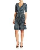 Donna Morgan Printed Wrap Dress - Lyst