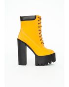 Missguided Jordan Cleated Platform Heeled Ankle Boots Tan - Lyst