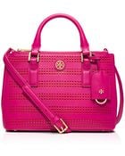 Tory Burch Robinson Perforated Micro Double-Zip Tote - Lyst