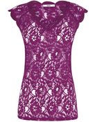 Oasis Lace V-Neck T-Shirt - Lyst
