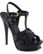 Saint Laurent Classic Tribute Sandals in Leather - Lyst