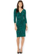 Lauren by Ralph Lauren Floral-Print Faux-Wrap Dress - Lyst
