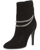 Saint Laurent Suede Chainstrap Ankle Boot - Lyst