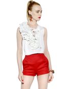 DSquared2 Plisse Ruffled Cotton Poplin Top - Lyst