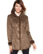 Jones New York Faux-Fur-Trimmed Single-Breasted Hooded Coat - Lyst
