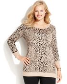 Inc International Concepts Plus Size Metallic Animal-Print Sweater - Lyst
