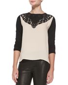 Diane von Furstenberg Colorblock Lace-yoke Top - Lyst