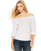 Michael Kors Michael Petite Off-The-Shoulder Eyelet Peasant Top - Lyst