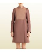 Gucci Wool And Leather Asymmetric Coat - Lyst