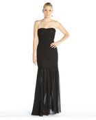 Aidan Mattox Black Ponte Knit And Lace Mesh Skirt Strapless Gown - Lyst