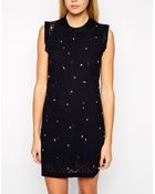 Vanessa Bruno Athé Vanessa Bruno Athe Jewelled Dress In Broderie With Silk Trim - Lyst