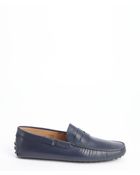 Tod's Marine Blue Leather Penny Strap Slip-On Loafers - Lyst