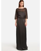 Halston Flounce Back Satin Gown - Lyst