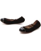 Yosi Samra Marni Suede Cap Toe Flats - Black/Black - Lyst