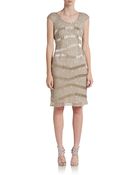 Kay Unger Beaded Capsleeve Cocktail Dress - Lyst