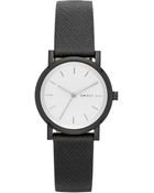 DKNY Womens Soho Black Saffiano Leather Strap Watch 34mm - Lyst