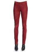Donna Karan New York Slim Suede-Front Combo Pants - Lyst