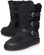 Ugg Black Leather Beckett Sheepskin Strap Boots - Lyst