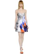MSGM Strapless Printed Techno Duchesse Dress - Lyst