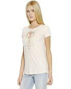 Blumarine Lace Insert Viscose Jersey T-shirt - Lyst