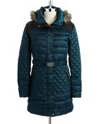 Guess Puffer Coat with Belt - Lyst