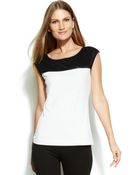 Calvin Klein Mixedmedia Colorblock Top - Lyst