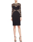 Paule Ka Longsleeve Lacenetting Crepe Cocktail Dress - Lyst