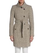 T Tahari Izzy Tweed Coat - Lyst