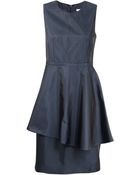 TOME Navy Faille Peplum Dress - Lyst