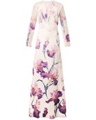 Nina Ricci Iris-Print Lace-Back Gown - Lyst