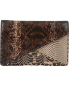 Bottega Veneta Snakeskin Double-Flap Clutch - Lyst