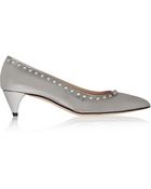 Miu Miu Studded Metallic Leather Pumps - Lyst