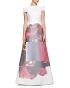 Carolina Herrera Printed-Skirt Ruffled Gazar Gown - Lyst