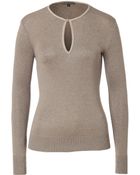 Ralph Lauren Black Label Cotton Top With Suede Trim In Heather Mink - Lyst