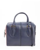 Tod's Navy Leather Small Top Handle Tote - Lyst